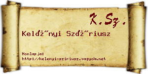 Kelényi Szíriusz névjegykártya